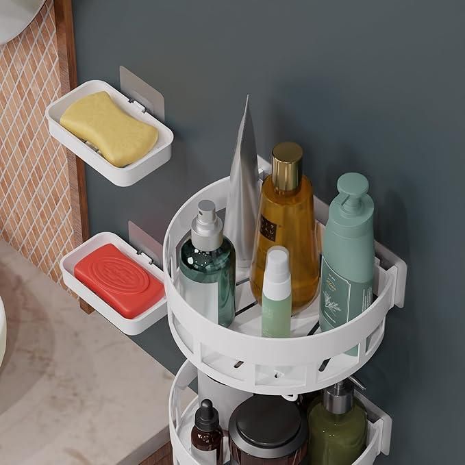 2 Bathroom Shelves with Hooks