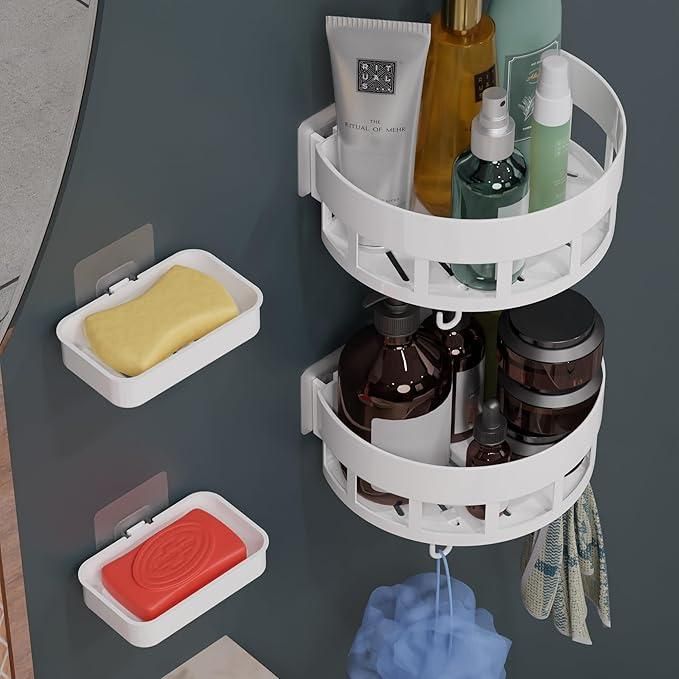 2 Bathroom Shelves with Hooks